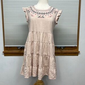 Knox Rose Pink Embroidered Babydoll Dress